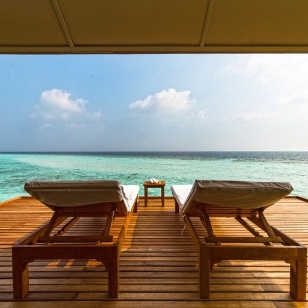 overwater del bravo maayafushi alla Maldive vista mozzafiato da un overwater del bravo maayafushi resort alle Maldive